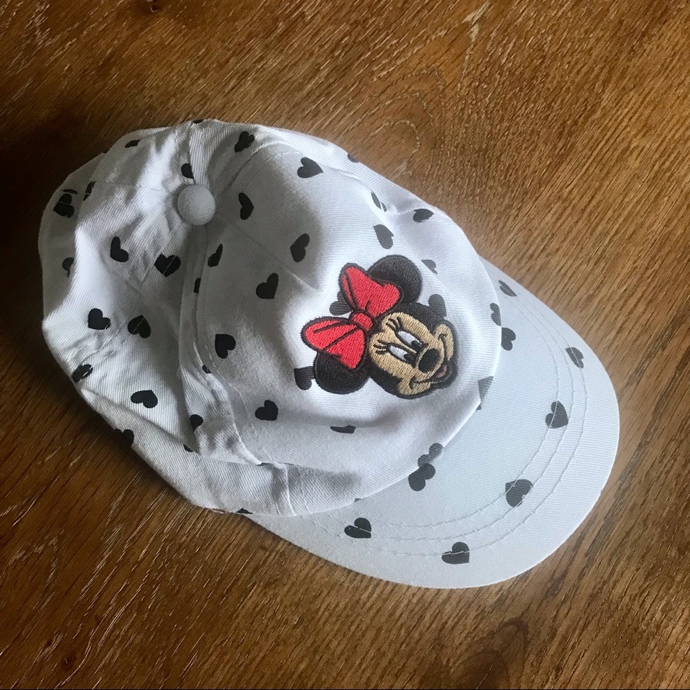Disney Baby Girls Minnie Mouse White with Black Hearts Ball Cap